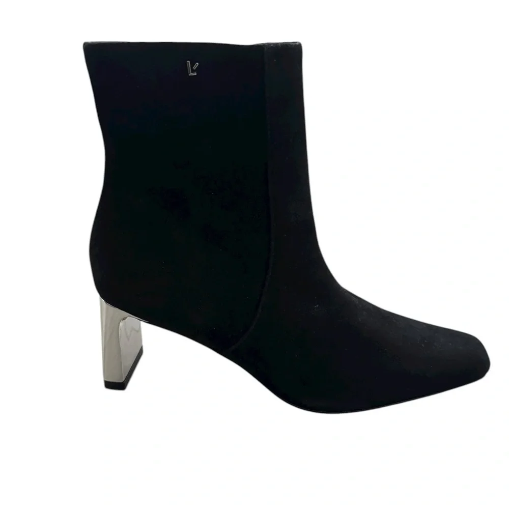 NEW Larroude Alexis Boots Suede Metallic Heel Side Zip size 7.5